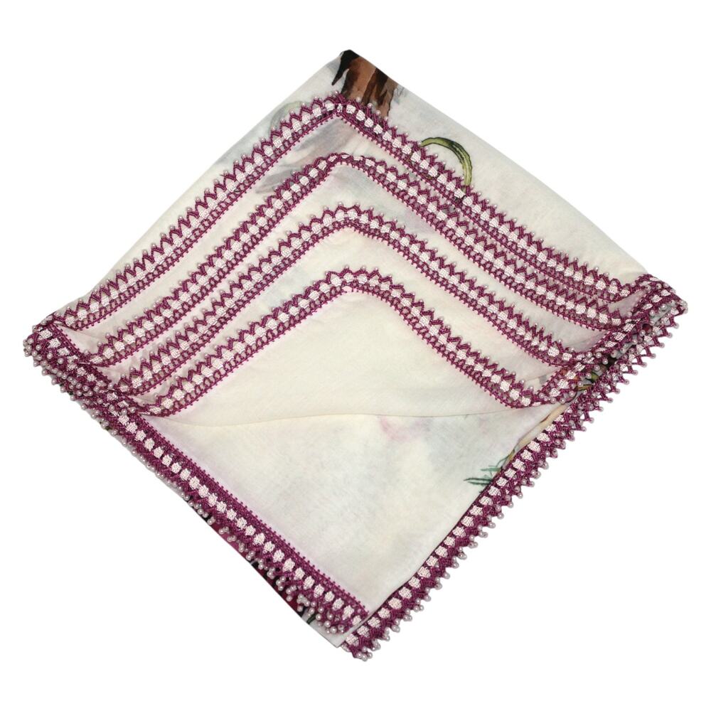 Tulbent Scarf Handmade Crochet Detailing NWOT